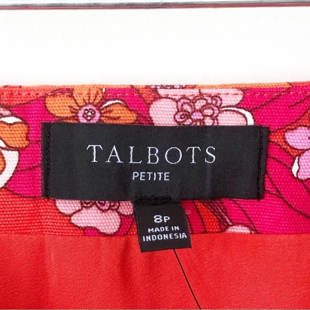 Talbots Tossed Flowers Canvas A-Line Skirt Bright Colorful Pink Orange 8 PETITE - Picture 5 of 13